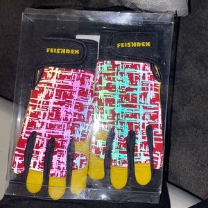 NIB Feishdek Red, Yellow, Black Gardening Gloves Sz Small